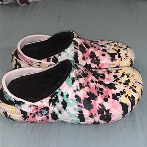 colorful cheetah print crocs